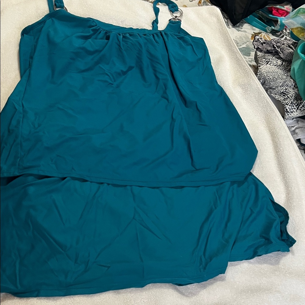 Teal Tankini Swim Dress